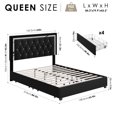 thumbnail image 2 of Homfa Queen Size Storage Bed with 4 Drawers, Crystal Buckle Upholstered Platform Bed Frame with Adjustable Headboard for Bedroom, Black, 2 of 7