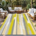 thumbnail image 2 of Yellow Gray Stripes Outdoor Rug for Patio/Deck/Porch, Non-Slip Large Area Rug 5 x 8 Ft, Watercolor Modern Abstract Minimalist Indoor Outdoor Rugs Washable Area Rugs, Camping Rug Carpet Runner, 2 of 8
