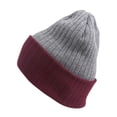thumbnail image 3 of Top Headwear Cable Knit Long Winter Beanie - Grey/Burgundy, 3 of 5