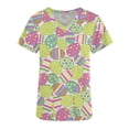 thumbnail image 4 of LSLJS Blouse d'Uniforme de Travail à Manches Courtes Col en V avec Poches, Imprimé Œuf et Lapin de Pâques pour Femmes, 4 of 5