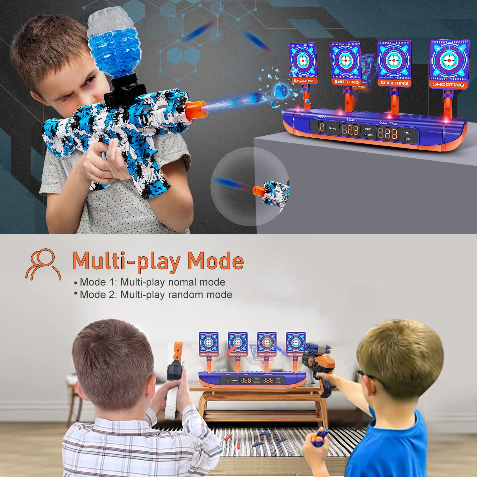 Beefunni Electronic Shooting Targets, Digital Scoring Auto Reset Target Shooting Toy with 4 Modes, Christmas Birthday Gifts for 5 6 7 8 9 10+ Year Old Boys Toys