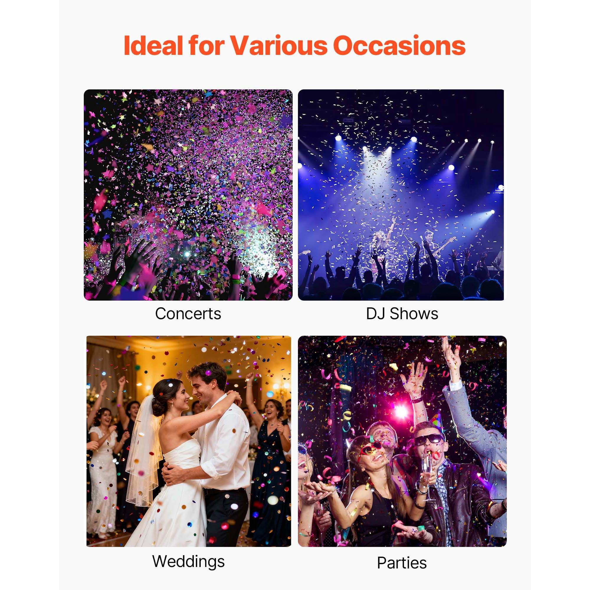 Electric Confetti Cannon Machine, High Output 4-Shot Confetti Launcher, DMX512, Manual & Remote Control, Portable Confe-tti Shooter for Wedding Christmas DJ Party Event Show Stage Night Club