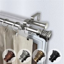 Central Design 4777-285 0.812 in. Dia. Verena Double Curtain Rod, Satin Nickel - 28-48 in.