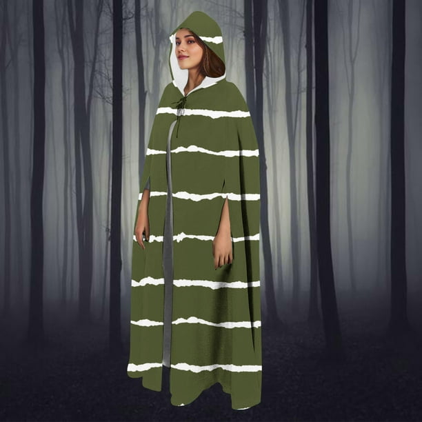 Capa con capucha de longitud completa unisex, capa larga, disfraz de cosplay, capa de Halloween con estampado divertido, capa de poliéster para mujer