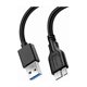 thumbnail image 1 of wonima11 Micro B Cable, 1ft /35cm USB 3.0 A Male to Micro USB 3.0 Sync Cord,Data Wire for Samsung, My Passport and More External Hard Drive(Black), 1 of 1