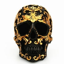 Home golden small flower skull figurine creative resin black skull parody desktop decoration item