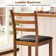 thumbnail image 6 of Costway 24” Rubber Wood Ladder Back Bar Stools Set of 2 with Upholstered Cushioned Seats Walnut and Black, 6 of 9