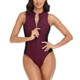 thumbnail image 5 of Sngxgn Women's Swimsuits Tummy Control V Neck Bathing Suit Twist Front Ruffle Swimwear(Red,M), 5 of 5