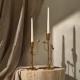 thumbnail image 3 of DecMode 2 Candle Gold Metal Abstract Mushroom Inspired Candle Holder, Set of 2, 3 of 15