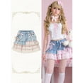 thumbnail image 6 of Baby Blue Denim Mini Skirt With Lace Ruffle Hem And Bow Embellishments, 6 of 24
