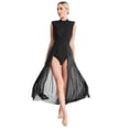 thumbnail image 5 of Zaldita Women Lyrical Contemporary Dance Dress Floral Lace Leotard Mesh Tulle Maxi Long Skirt Black S, 5 of 7