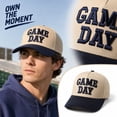 thumbnail image 3 of Gameday Hat Vintage Embroidered Football Season Hat Sports Fan Baseball Cap,Black, 3 of 4