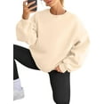 thumbnail image 3 of Chandails en Molleton Oversize pour Femmes Chandail à Capuchon en Polaire Col Rond Manches Longues Pulls Confortables Tenues de Mode Automne Kaki TTTG, 3 of 9