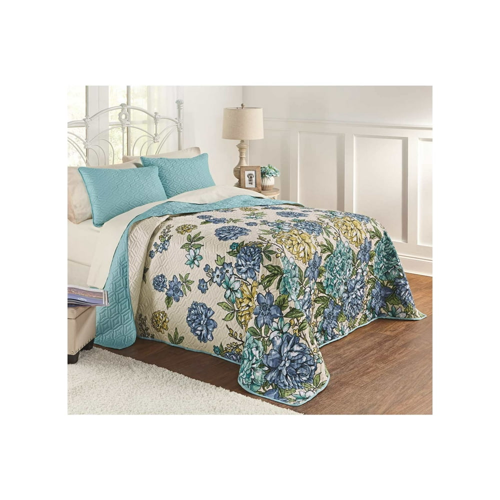 Vibrant Floral Bedspread Set Twin