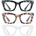 thumbnail image 2 of GFDYREE 3 pack Oprah style Spring hinge Readers Blue Light Blocking Computer Square Reading Glasses for Women Men, 2 of 6