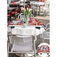 thumbnail image 5 of Outdoor Tablecloth with Umbrella Hole for Patio/Picnic/Party/Camping, Thin Blue Red Striped Waterproof Table Cloth Round Cover Washable, Patriotic Gnomes 4th of July Truck (Dia 54"), 5 of 9