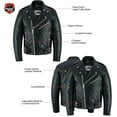 thumbnail image 4 of Daniel Smart Men Motorcycle Faux Leather Jacket Black Economy Biker Leather Jacket with Adjustable Belt and Multiple Pockets, 4 of 7