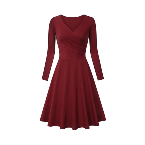 DondPO Midi Dresses for Women Casual Dresses Women's Casual Dress Floral Print Outdoor Home Slim T Shirt Dress Tee Dress Swing Dress Plain Ruched Dress Long Sleeve Dress Womens Dresses Red 2 Dress XL