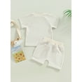 thumbnail image 4 of hirigin Baby 2Pcs Summer Outfits, Short Sleeve Waffle Knit T-Shirt + Knot Front Shorts Set, 4 of 9