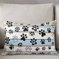 thumbnail image 3 of Blue Beige Paw Print Throw Pillow Cover 24 x 36 Inch Decorative Pillow Cover Vintage Farmhouse Country Wooden Grain Lumbar Pillowcase Seasonal Rectangle Cushion Case for Couch Sofa Bed Living Room, 3 of 7
