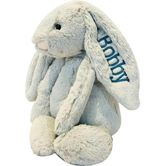 Embroidered Plush Bunny With Child'S Name HandMade Custom Plush Toy Child'S First Easter Gift