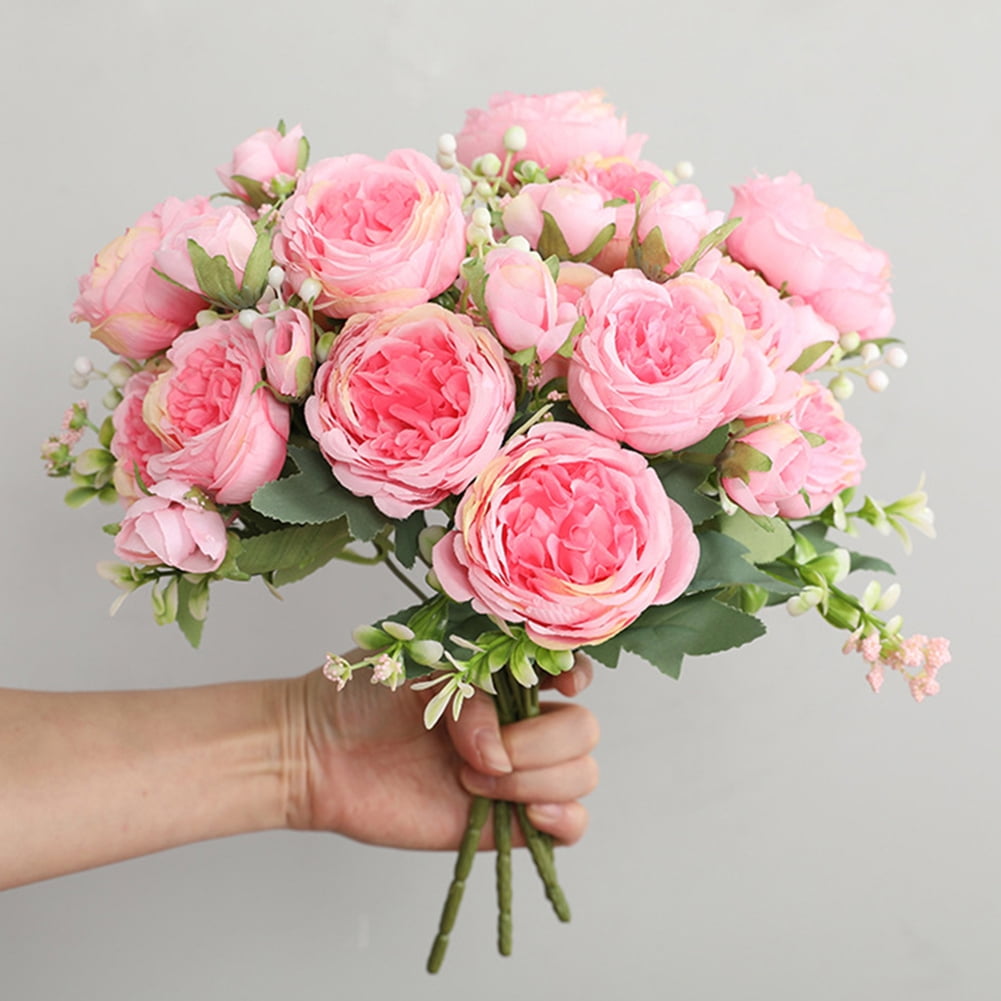 1PC Rose Bouquet Rose Bud Artificial Flower Bride Posy Home Wedding Floral Decor 