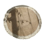 Natural Jute Round Area Washable Braided Woven Tassel Room 80cm