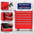 thumbnail image 5 of Garvee Tool Cart with Wheels and 6-Drawers, Portable Tool Storage Cabinet for Garage, Workshop, Red, 5 of 7