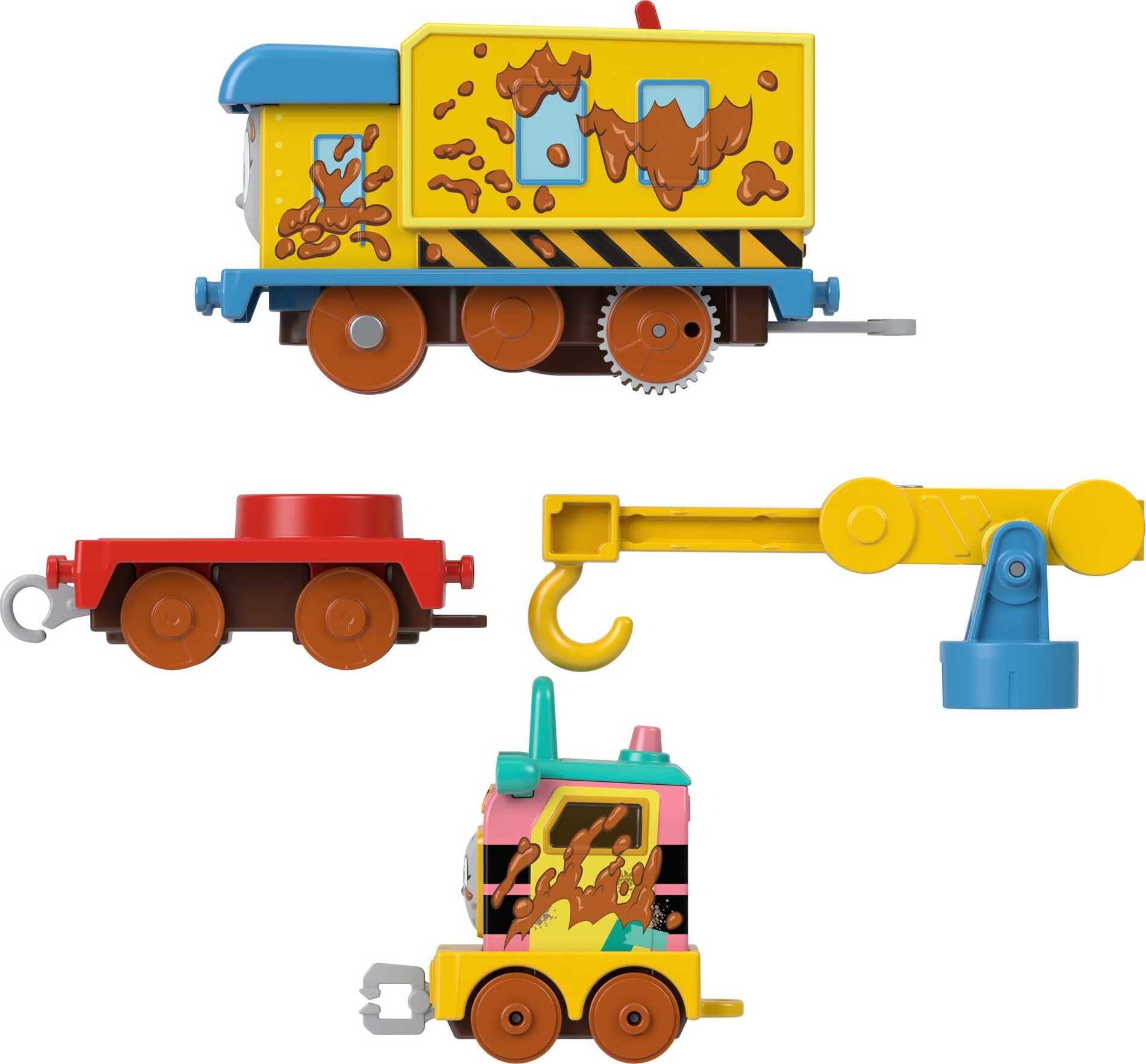 Thomas Y Sus Amigos - Circuito Motorizado Fix 'em Up Con Grúa Carly Y Sandy - Tren De Juguete A Batería Para Niños De 3 Años En Adelante
