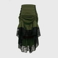 thumbnail image 2 of Women's Steampunk Victorian Gothic Lace Trim Ruffled Asymmetrical High Low Drawstring Skirt Pleated Renaissance Pirate Costumer, 2 of 5