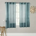 thumbnail image 2 of 2 panel faux silk solid curtain drapes with grommets 108" total width by 63" long plain solid color for any bedroom or patio door semi-sheer panels ruby slate blue non blackout, 2 of 6