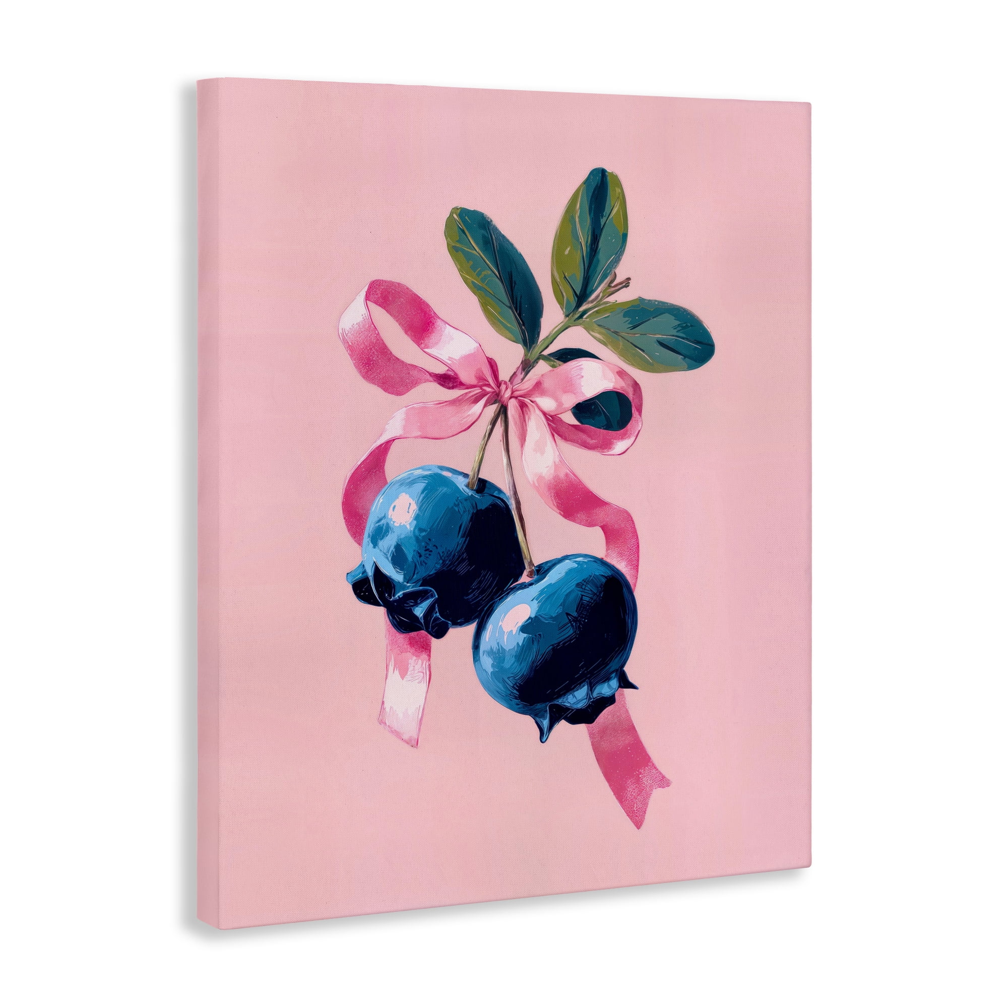 Stupell Industries Blueberry Branch with Pink Bow Canvas Wall Art, design by Imagine It Images