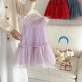 thumbnail image 2 of Hessimy Toddler Girls Sundress Ruffle Sleeve Double Fluffy Tiered Tulle Summer Dresses for Kids(Purple,12-18 Months), 2 of 6