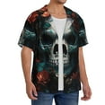 thumbnail image 2 of Rateoe Butterfly Flower Skull Pattern Men's Short Sleeve Classic Shirt, Casual Short-Sleeved Shirt, Lightweight Summer Shirt, Cuban Collar Shirt,Button-Front Shirt-XX-Large, 2 of 5