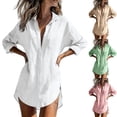 thumbnail image 1 of Sentmoon Tshirt Women Flowy Tops for Women Summer Solid Color Long Sleeve Lapel Button Down with Pockets Loose Fit Trendy Women Clothes for Gym and Workout S-3XL, 1 of 7