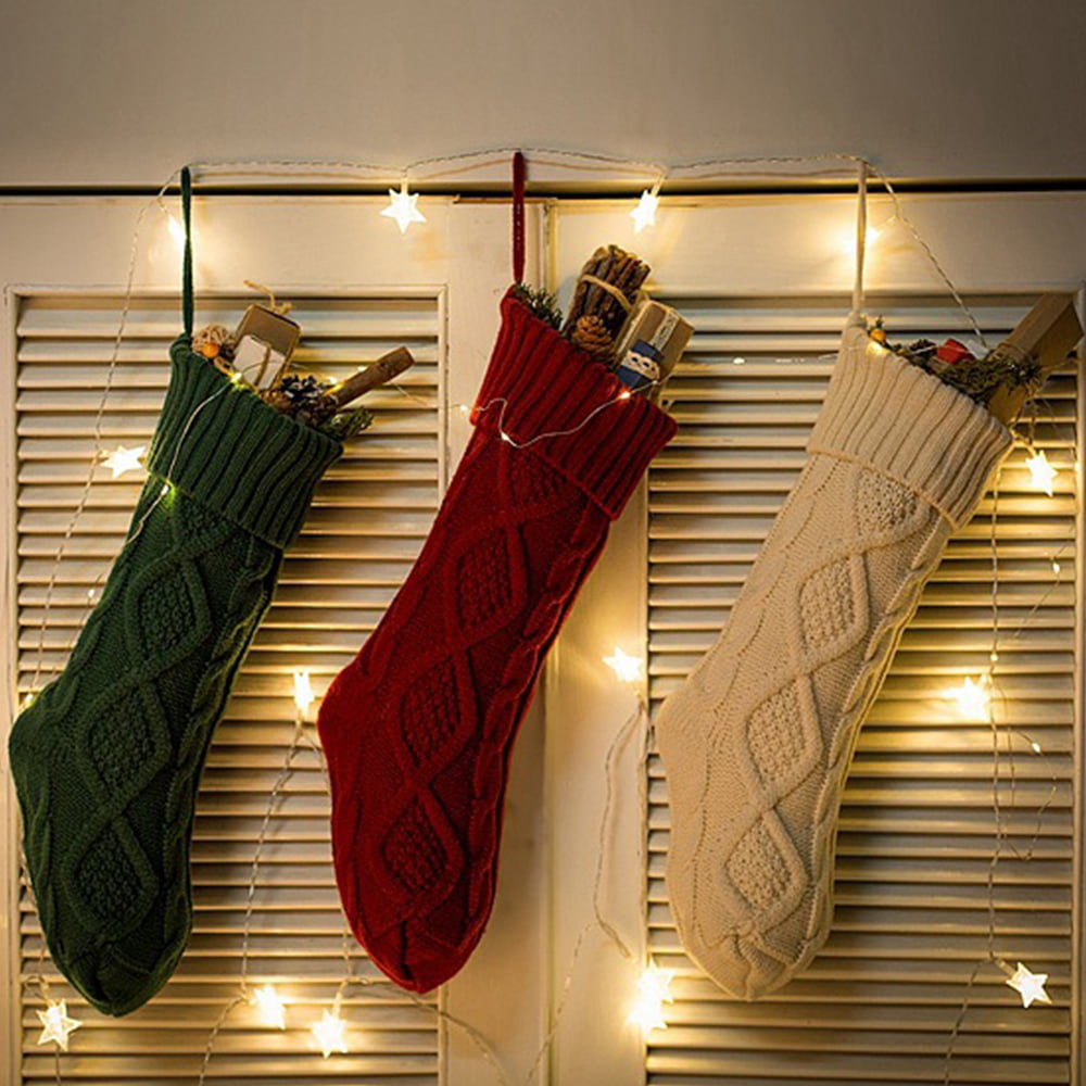 Christmas Sock Vintage Handmade Red & Green Plaid Christmas Stockings Homemade Sock