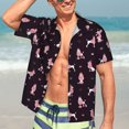 thumbnail image 7 of Bingfone Men's Short Sleeve Button Down Shirts Hawaiian Poodle Dog Printed Beach Shirt, 7 of 7