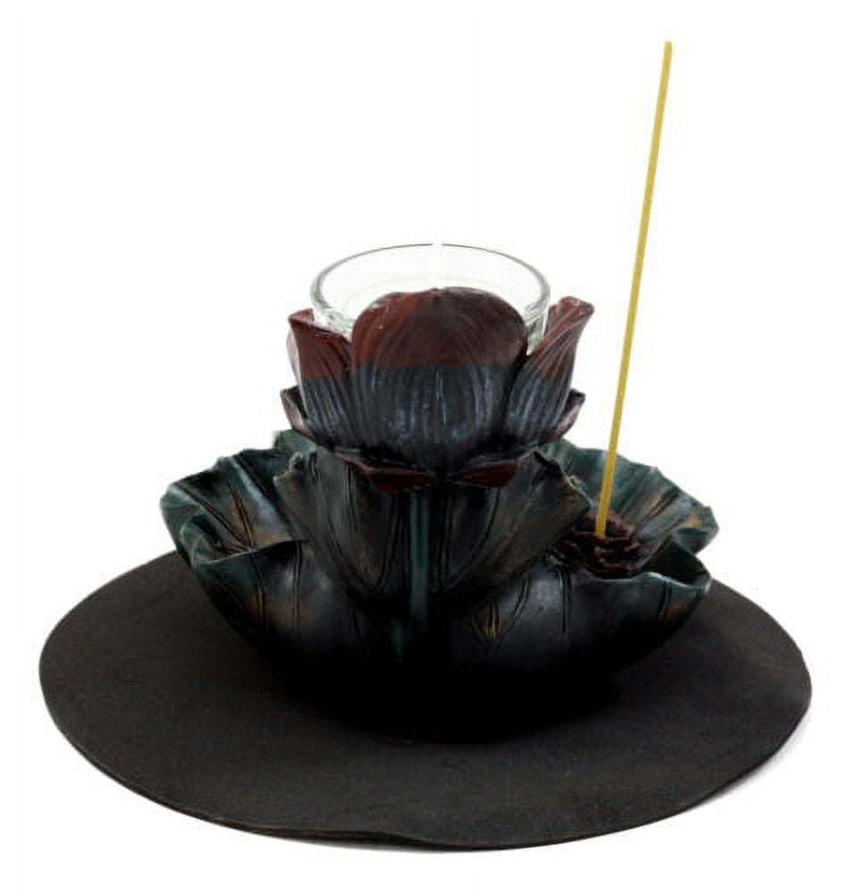 Ebros Zen Lotus Flower Incense Cone & Stick Burner Candle Holder Figurine