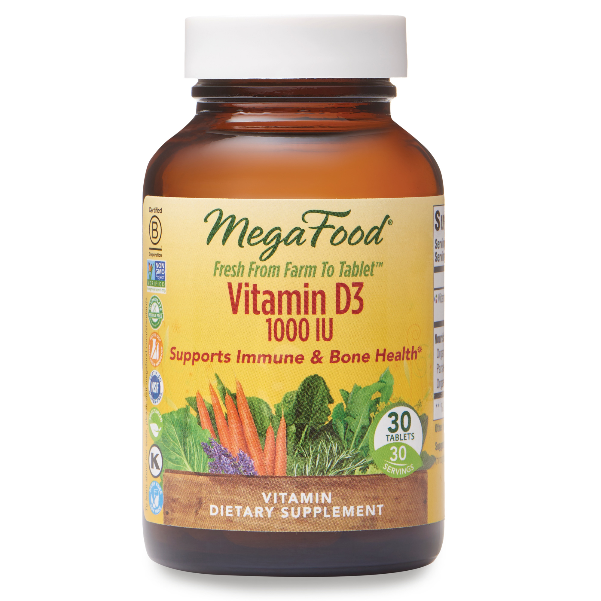 MegaFood, Vitamin D3 1000 IU, Immune and Bone Health Support, Vitamin