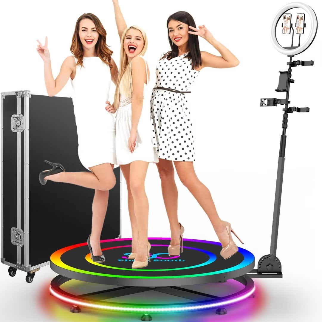 360 Photo Booth Machine for Parties, Free Custom Logo 4 People Stand on