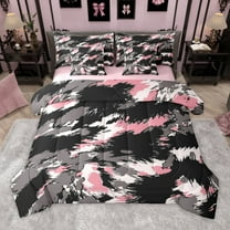 Manfei Abstract Camouflage 7-Piece Twin Bedding Sets for Boys Girls,Graffiti Splash Bedding Comforter Set,Vintage Aesthetic Breathable Sheet Sets,Microfiber Bedroom Decor,Reversible
