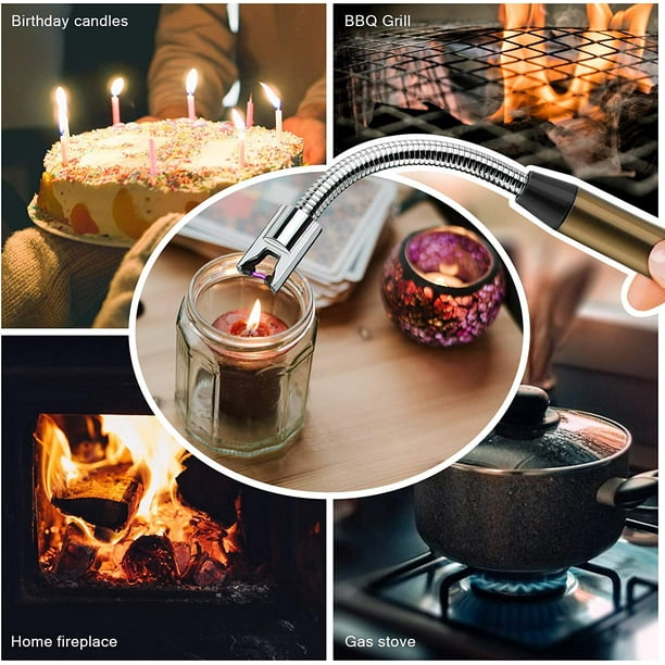 Candle Lighter Windproof Electric Arc Lighter for Gas Stove Fireplace BBQ ,  Barbecue, Suitable For Restaurant, Home, Outdoor, Camping The Latest MiNi  USB Rechargeable Battery, Windproof Hook Candle Shape Design Pulse Arc