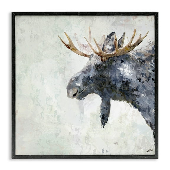 Stupell Industries Rustic Moose View Animals & Insects Painting Black Framed Art Print Wall Art, 12 x 12