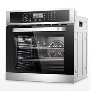 Sunmaki Wall Oven 24 Inch Single Wall Oven, 2.5 Cu. Ft Electric Built-in Convection Oven LED Digital Display Touch Control Timer Alarm Clock Child Lock for Kitchen, Drop Down Door in Stainless Steel