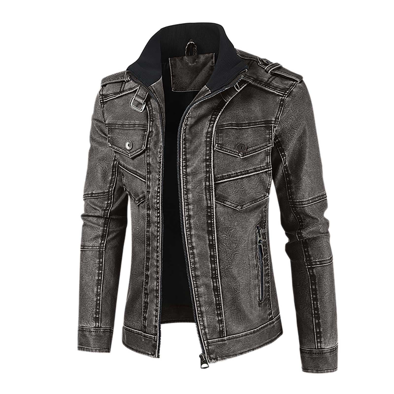 Xysaqa Men's Vintage Faux Leather Jacket Zip Up Motorcycle Jacket Stand Collar Casual Warm Thicken Coat Outwear with Pockets XL-6XL(Available in Big & Tall) - Walmart.com Xysaqa Men's Vintage Faux Leather Jacket Zip Up Motorcycle Jacket Stand Collar Casual Warm Thicken Coat Outwear with Pockets XL-6XL(Available in Big & Tall) - Walmart.com