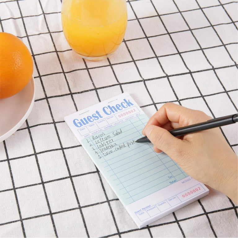 Server Notepads - Double Sided Guest Check Pads, 10 Pads Of 50 Sheets (500 Total)