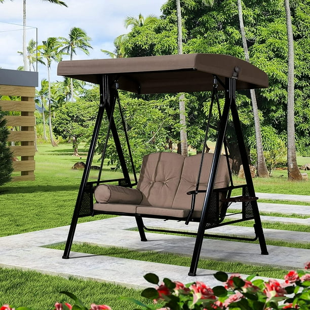 PURPLE LEAF 2Seat Deluxe Outdoor Patio Porch Swing with Weather