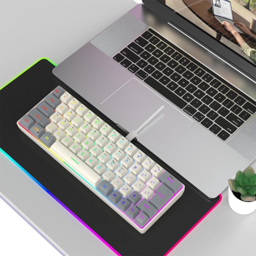Gaming Mechanical Keyboard Blue Backlits 63 Corded Keyboard LED Gaming Keyboard for Computer Laptop