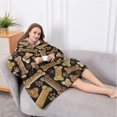 thumbnail image 5 of Oversized Wearable Blanket Hoodie,Dog Bones and Dog Footprints Sherpa Blanket Hoodie with Super Pockets,Super Warm Fuzzy Pullover for Women & Men, 5 of 6