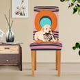 thumbnail image 4 of Yayeee 4 Pack Dining Chair Covers Stretch Parson Chairs Slipcovers Seat Protector, Orange Circle, 4 of 6